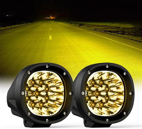 Polarpra Amber Round Led Driving Lights 4 Inch 100w Yellow Fog Pods