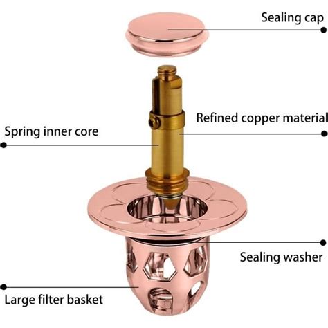 Pi Ces Bonde De Lavabo Universel Pop Up Inoxydable Et Laiton Bouchon