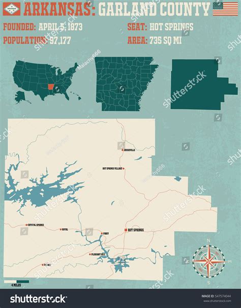 Large Detailed Map Garland County Arkansas Stock Vector (Royalty Free