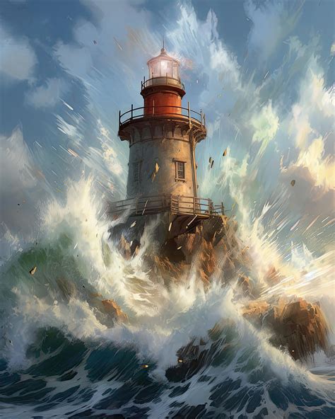 Choppy Waters At The Lighthouse Digital Art By Diego Re Fine Art America