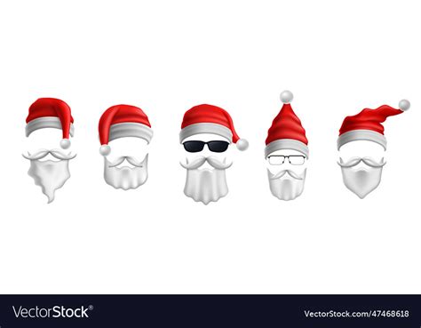 Santas Hats Eyeglasses And Beards Christmas Vector Image