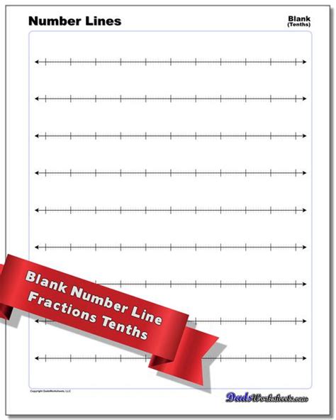 Math Worksheets: Number Line: Blank Fraction Number Lines