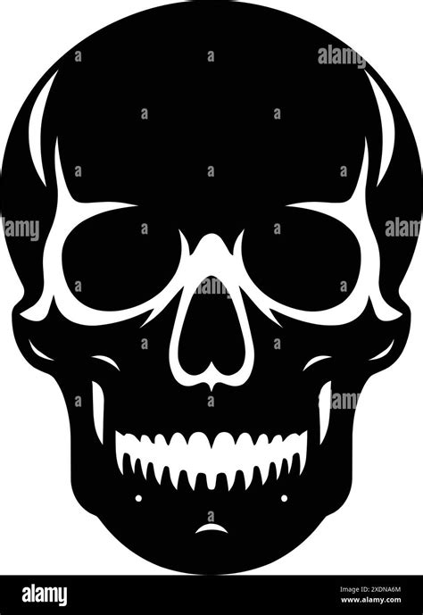 Black And White Human Skull Silhouette Vector Illustration Isolated On