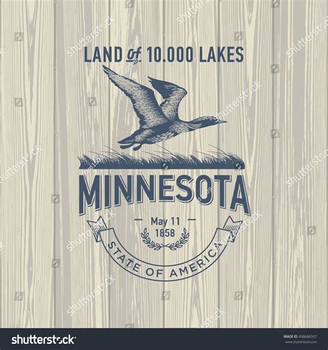 Minnesota Land 10000 Lakes Stylized Emblem Stock Vector (Royalty Free