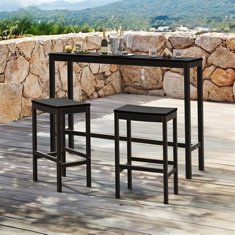 Lue Bona Humphrey 3 Piece 55 In Black Alu Outdoor Patio Dining Set Pub