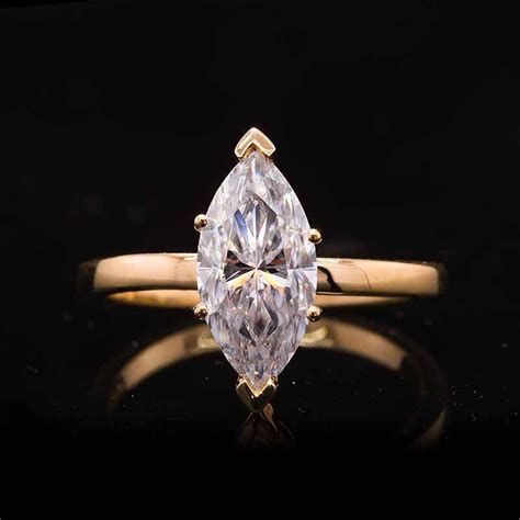 3ct Marquise Cut Moissanite Engagement Ring 14k Yellow Gold Etsy