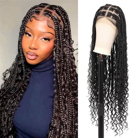 Amazon Esnccur Hd Full Lace Braided Wigs For Women Knotless