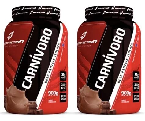 Kit 2x Carnívoro 900g Beef Protein Isolate Bodyaction Sabor Chocolate