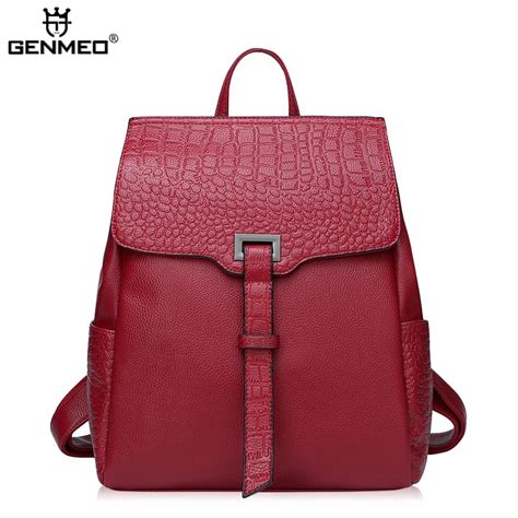 New Arrival Famous Brand Design Cow Split Leather Backpack Women Alligator Grain Fashion