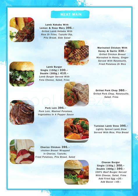 Our Menus Cool Breeze Cafe Bar