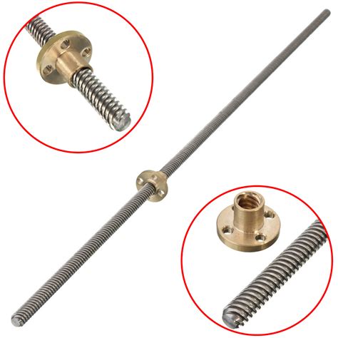 500mm Lead Screw 8mm Thread 2mm Pitch Lead Screw with Copper Nut | Alex NLD