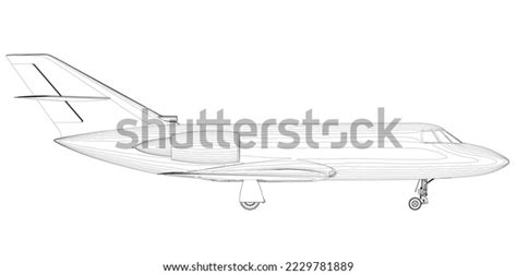 Outline Passenger Plane Black Lines Isolated Stock Vector (Royalty Free ...