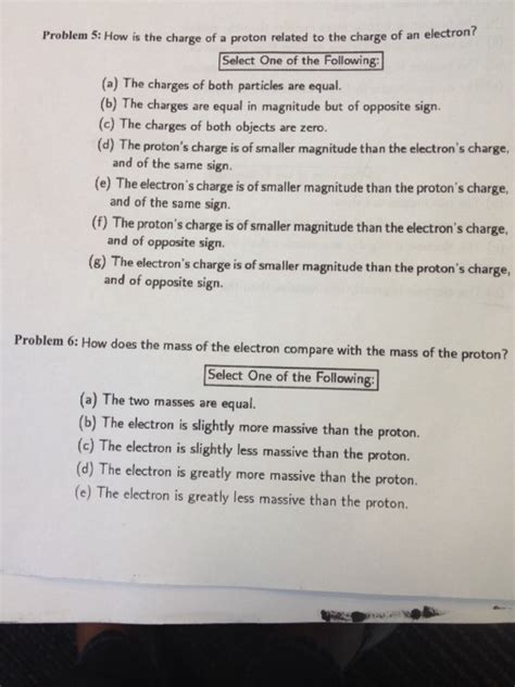 Solved Problem 5: How is the charge of a proton related to | Chegg.com