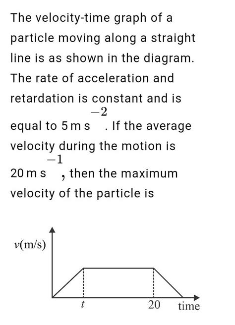 The Velocity Time Graph Of A Particle Moving Along A Straight Line Is As