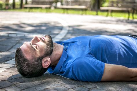 Unconscious Guy Stock Image Image Of Making Pulse Electrodes 95392021