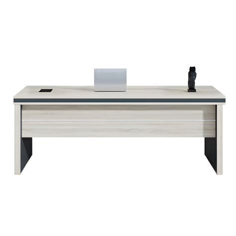 Modern White Executive Desk with Wood Top - Cable Management ...