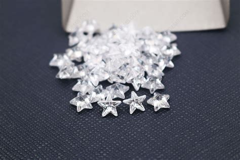 Five Point Star Cut Loose Cubic Zirconia White Clear Color 6x6mm