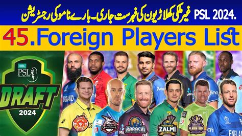 Psl Foreign Players List For Psl Draft New Foreign