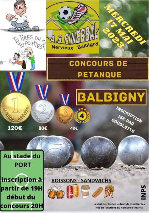 Concours de pétanque Ouvert à tous Balbigny 17 mai 2023 Doublette