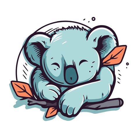 Un Mignon Koala De Dessin Anim Qui Dort Sur Une Branche Illustration