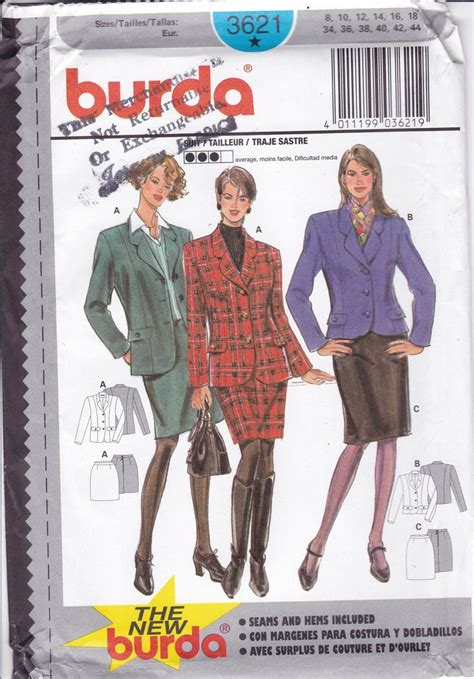 Sewing Pattern Burda Retro S S Suit Jacket Skirt Size