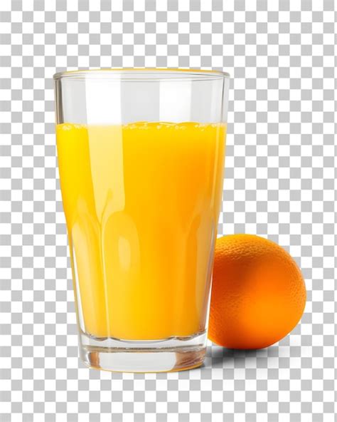 Um Copo De Suco De Laranja Uma Laranja Em Um Fundo Transparente