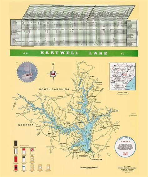 1978 Map Of Hartwell Lake Georgia And South Carolina Etsy Map Of