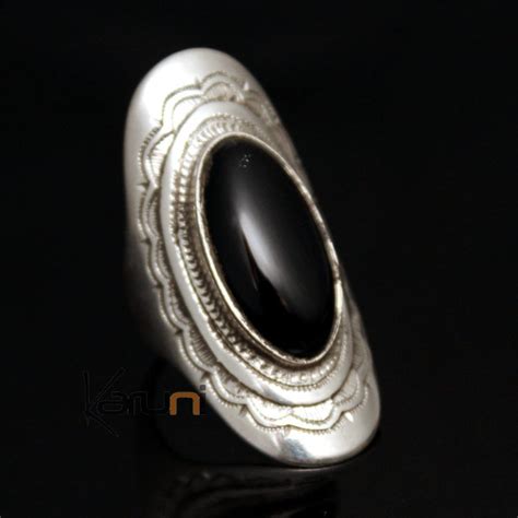 Bijoux Touareg Ethniques Bague En Argent Navette Grav E Longue