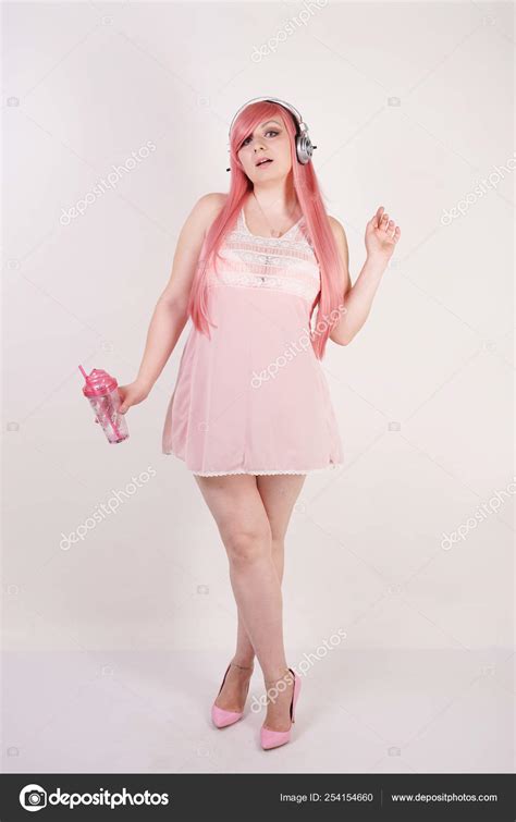 Sexual Super Plump Redhaired Girl Wearing Pink Lingerie Babydoll Dress Stock Photo Agnadevi