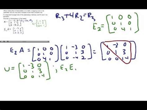 Linear Algebra Lu Factorization Of A Matrix Youtube