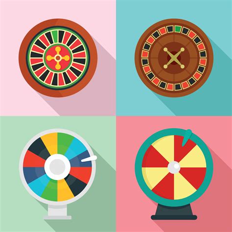 Roulette Wheel Fortune Icons Set Flat Style 8811970 Vector Art At Vecteezy