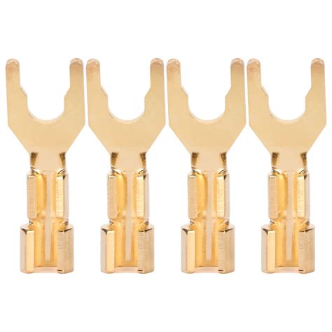 4pcs Y Plug Spade Connector Gold Plated 45 Degree Fork Speaker Wire