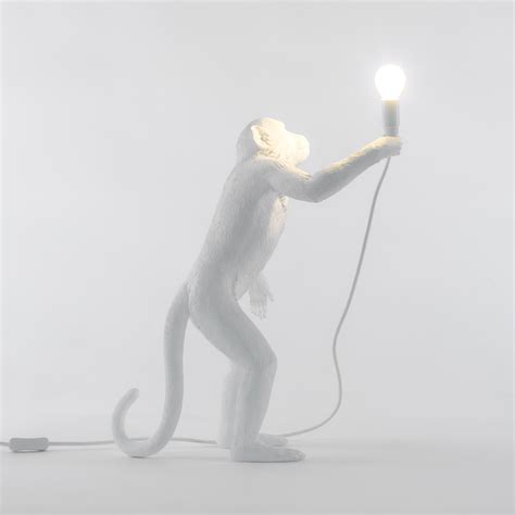 Seletti Outdoor White Standing Monkey Lamp Resin Lamp For Sale At