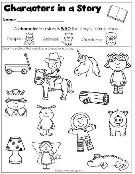 Identify Main Character Worksheets