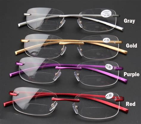 Trarind Rimless Bifocal Reading Glasses Blue Light Blocking Fashion Rectangular Rimless