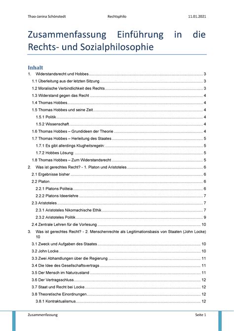 Zusammenfassung Semester Rechtsphilosophie Zusammenfassung