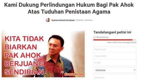 Hampir 23 Ribu Orang Teken Petisi Perlindungan Hukum Buat Ahok