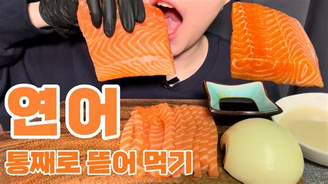 Sub 통연어 먹방 Salmon Mukbang Asmr Youtube