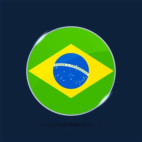 Brazil National Flag Circle Button Icon Simple Flag Official Colors And Proportion Correctly