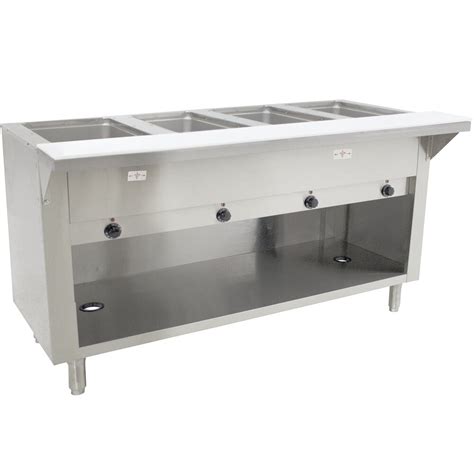 Advance Tabco HF 4E 120 BS Four Pan Electric Hot Food Table With Enclosed Base Open Well 120V