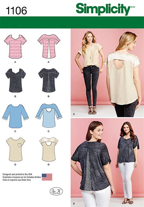 Simplicity Creative Group Misses Tops With Fabric Variations