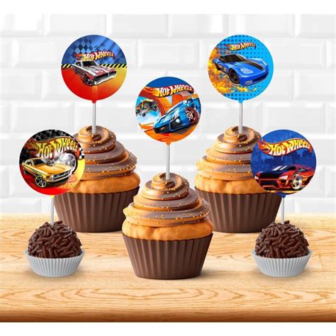 50 Toppers Hot Wheels P Docinho De Festa Infantil Shopee Brasil