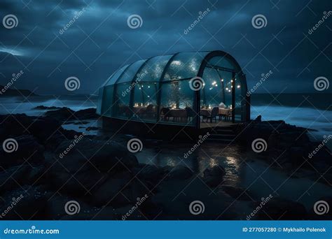 Romantic Bar On The Waterfront Cozy Dome Restaurant In Nature Stock