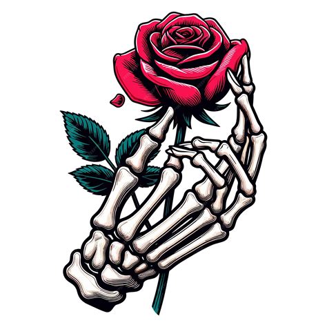 Premium Vector Skeleton Hand Holding Rose Flower Vector Illustration