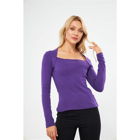 Jacksons Purple Rib Swan Neck Top Montivo