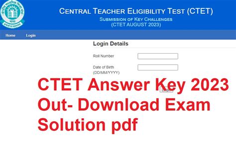 Ctet Answer Key 2023 Out Download Exam Solution Pdf