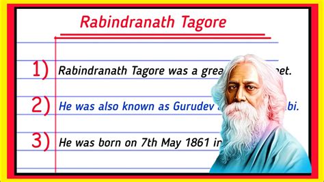 10 Lines On Rabindranath Tagore In English Essay On Rabindranath