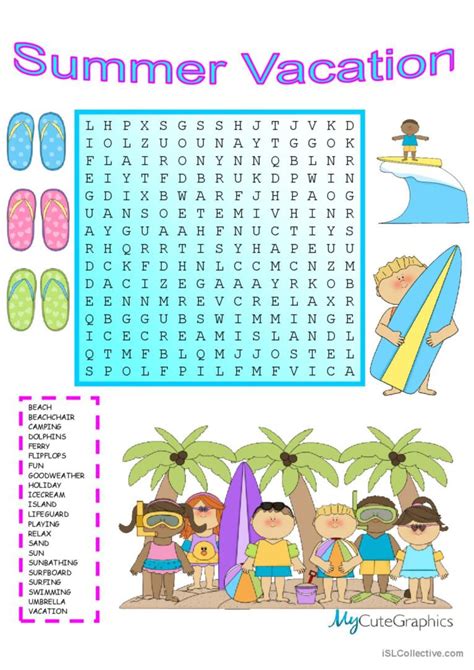 Summer Vacation Esl Worksheet