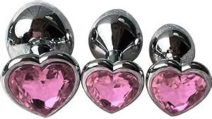 Amazon Pcs Set Luxury Metal Butt Toys Heart Shaped Anal Trainer Jewel Butt Plug Kit S M