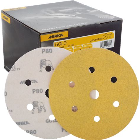 Mirka Gold Hook It DA Sanding Discs Ø 150mm 6 80 Grit 6 1 Hole Sander